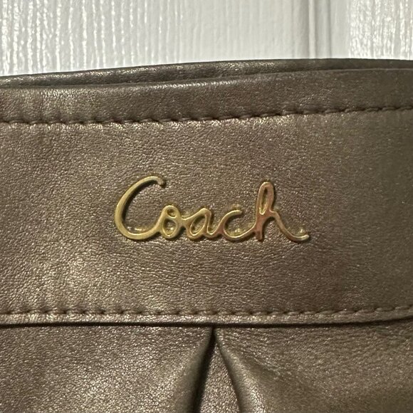 Coach Crossbody Purse, Metallic Bronze/Brown Leather.  Authentic - Picture 3 of 8
